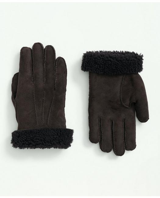 Brooks Brothers Shearling Sheepskin Gloves | Dark Brown | Size Large
