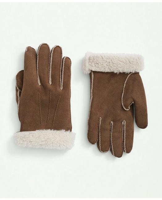 Brooks Brothers Shearling Sheepskin Gloves | Medium Beige