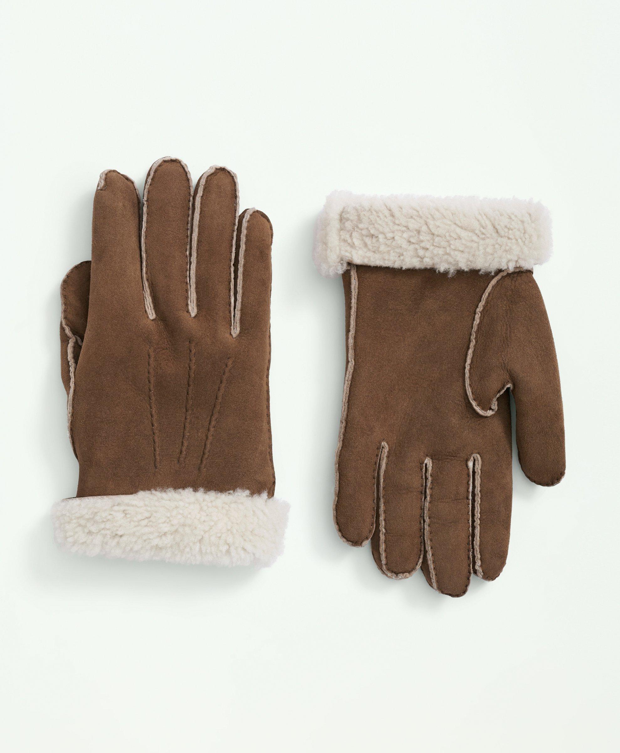Brooks Brothers Shearling Sheepskin Gloves | Medium Beige | Size Large