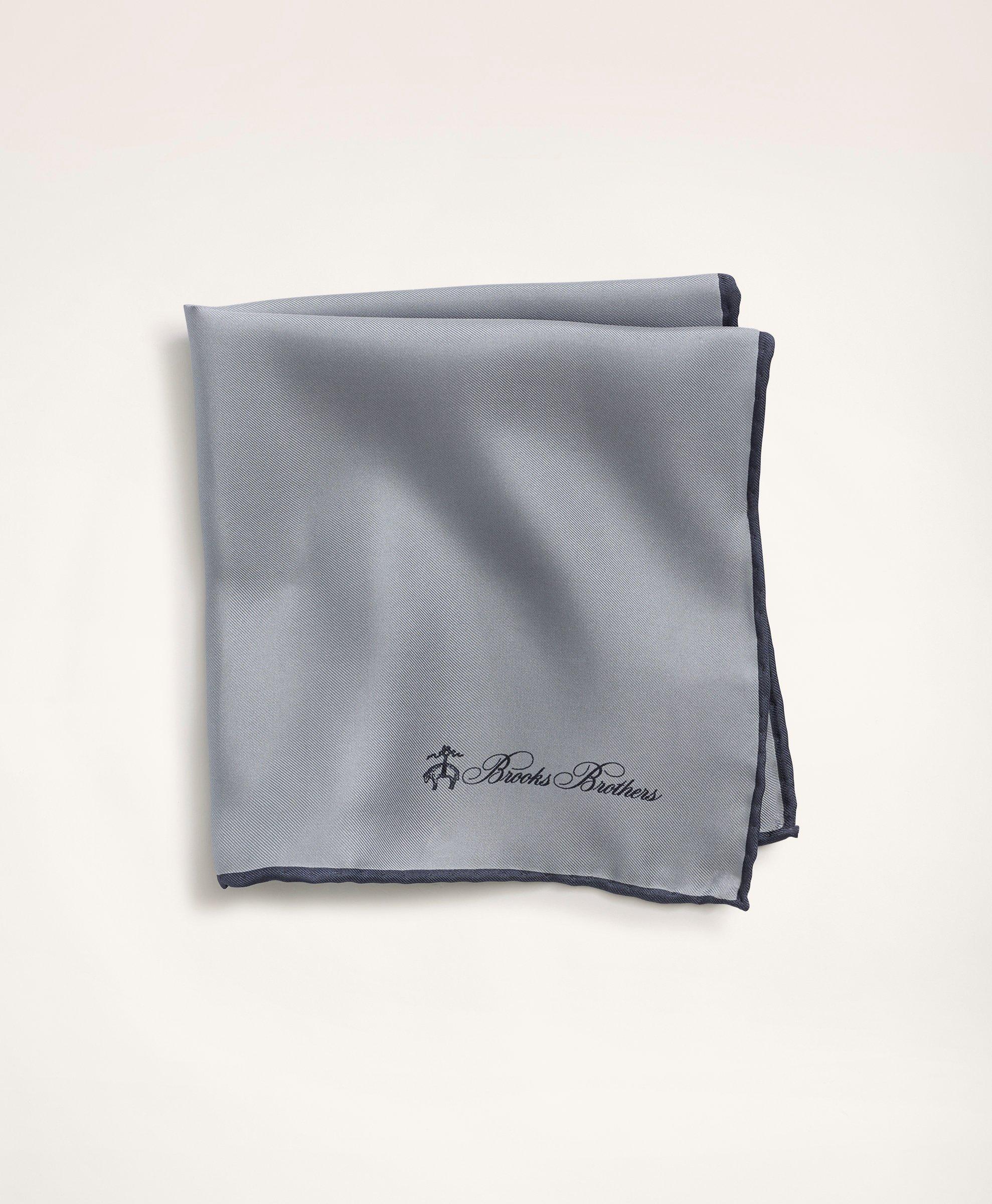 Brooks Brothers Silk Pocket Square In Silver