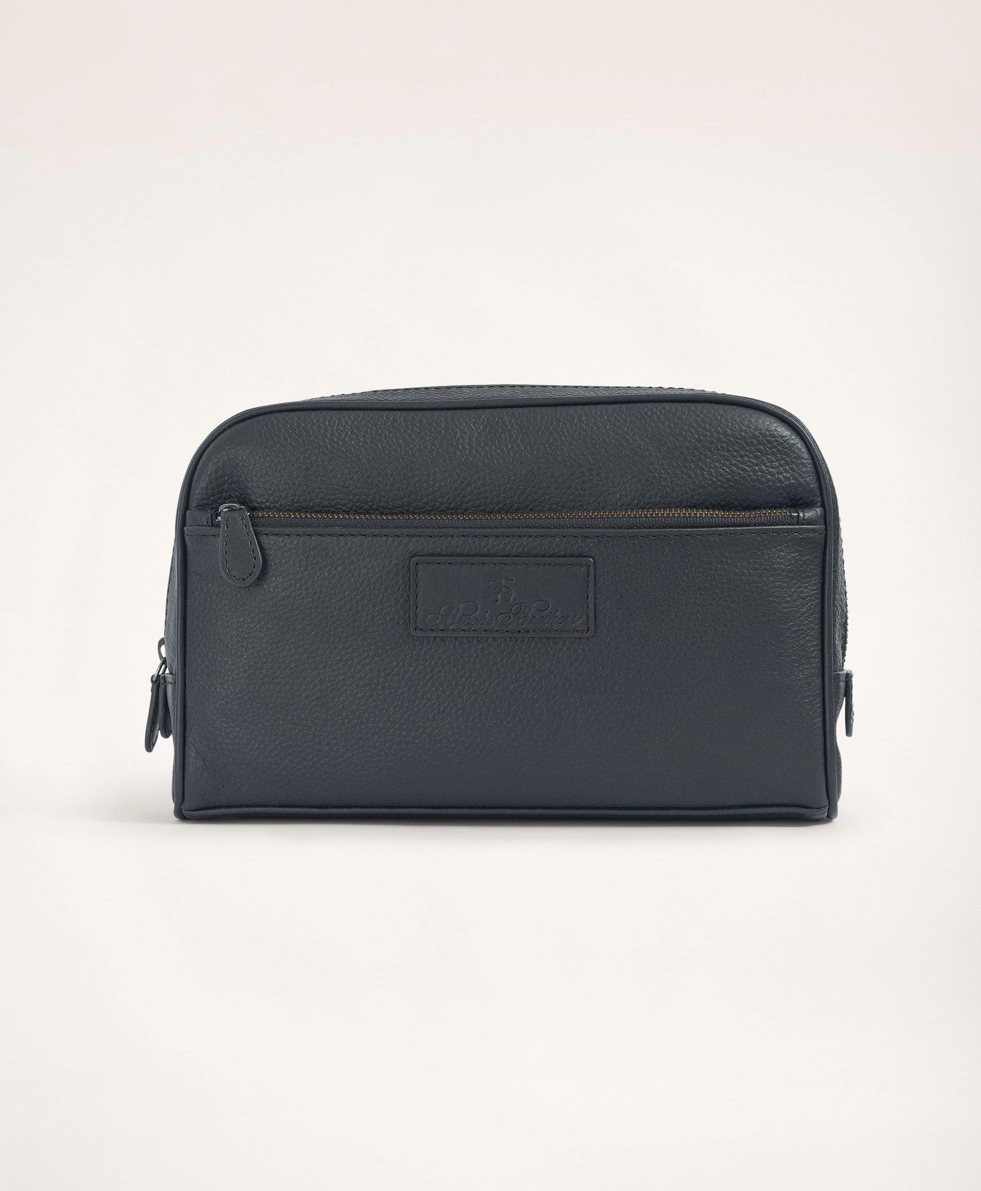 Brooks Brothers Large Pebbled Leather Dopp Kit | Black