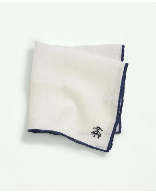 Brooks Brothers Linen Jacquard Pocket Square Tie | White