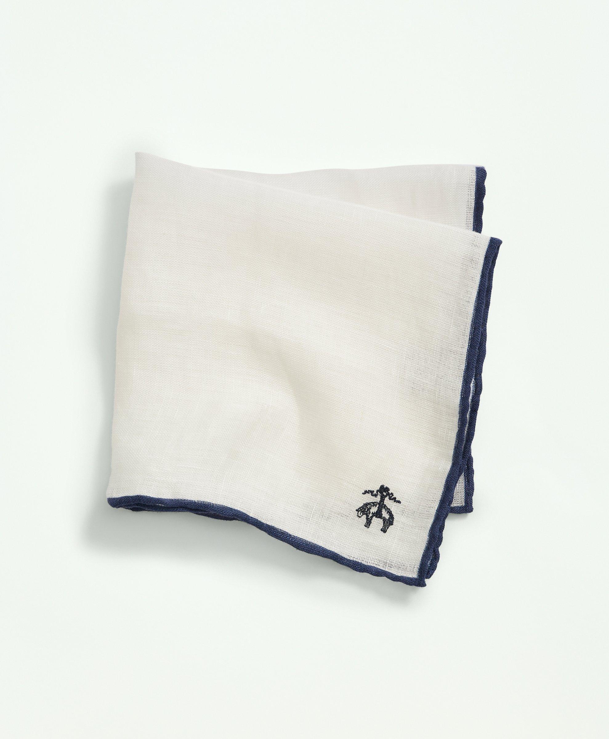 Brooks Brothers Linen Jacquard Pocket Square Tie | White