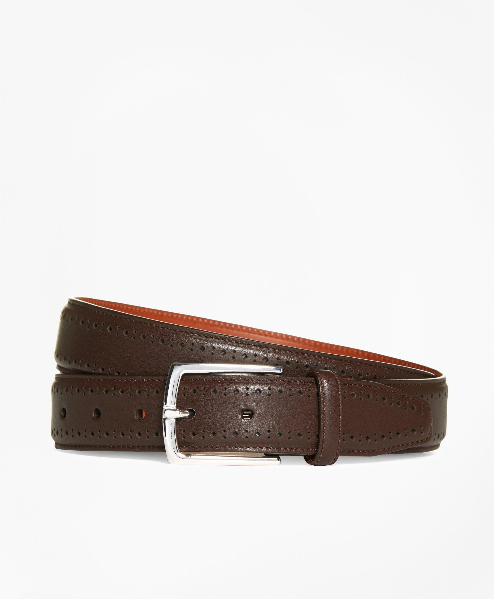 Brooks Brothers Leather Perforated Belt | Brown | Size 30