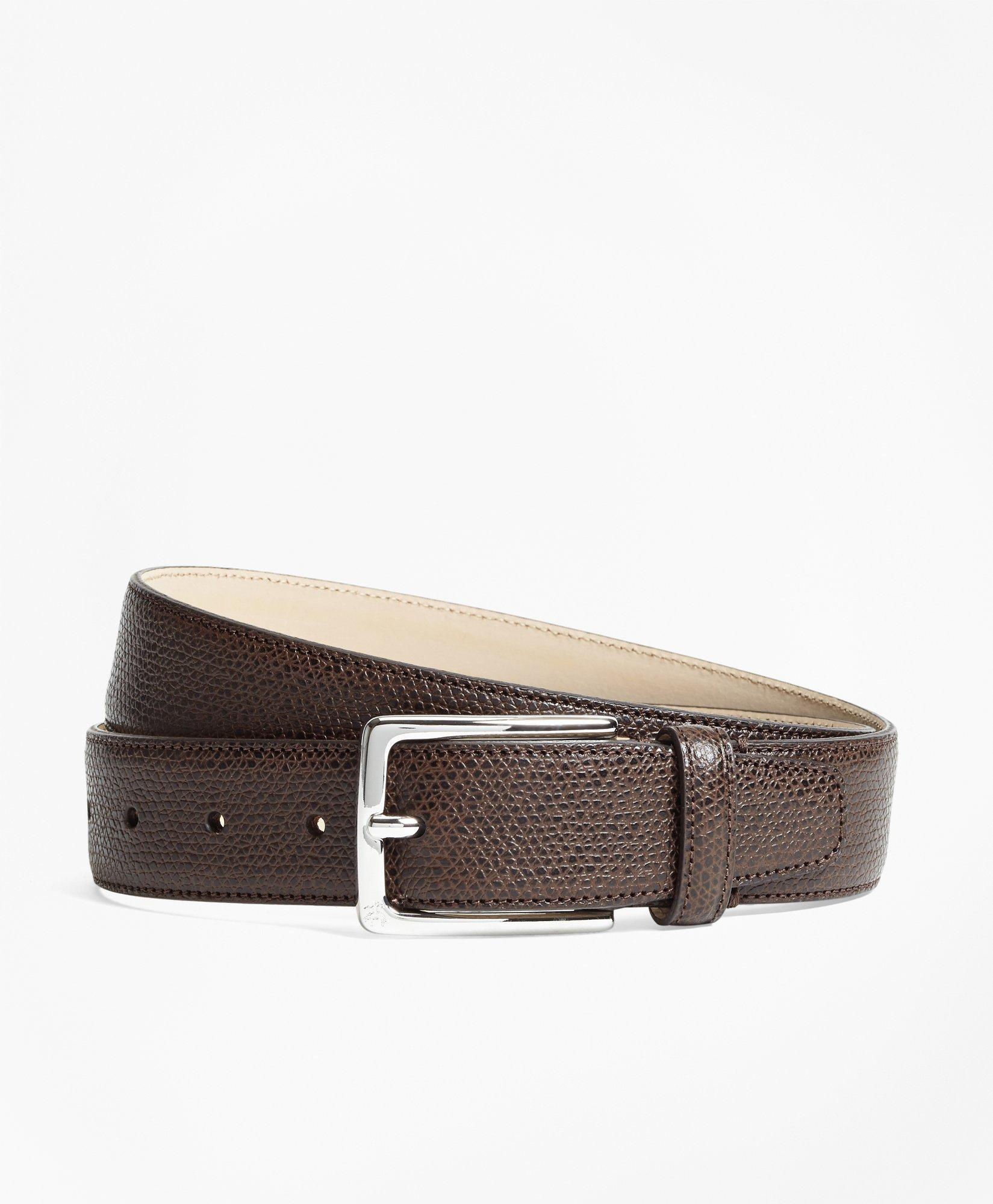 Brooks Brothers 1818 Textured Leather Belt | Brown | Size 42