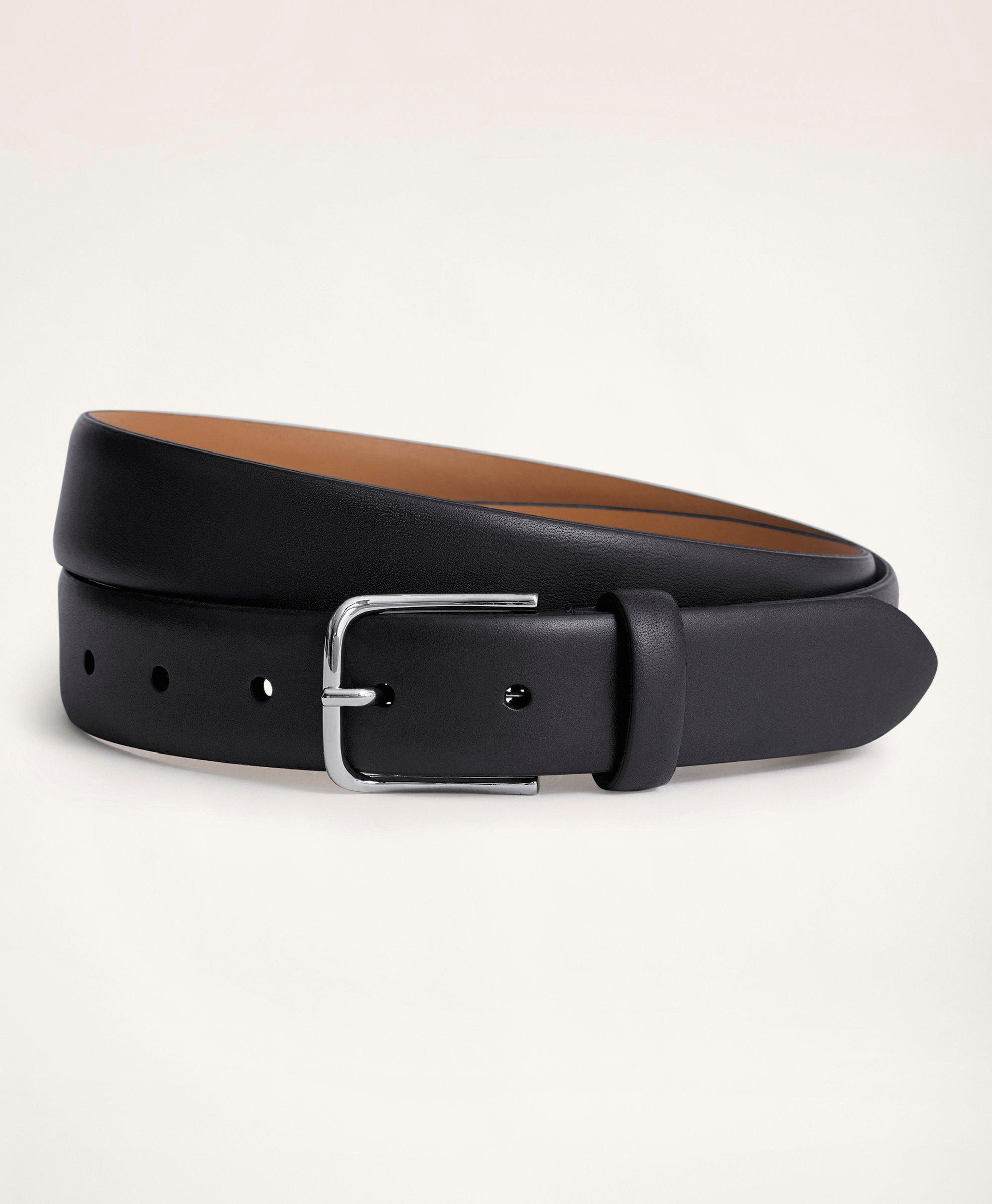 Brooks Brothers Leather Feather Edge Belt | Black | Size 42
