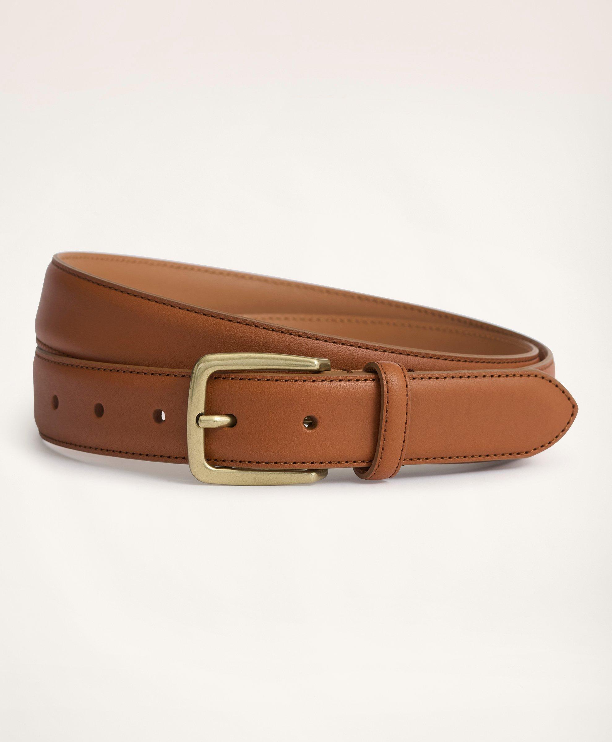 Brooks Brothers Stitched Leather Belt | Medium Brown | Size 42