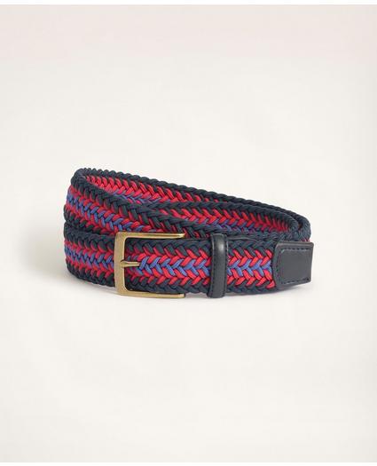 Stretch Woven Leather Tab Belt