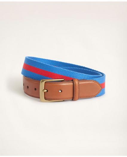 Leather Tab Stripe Webbed Belt