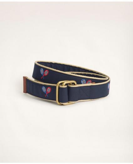 Embroidered Leather Tab D-Ring Belt
