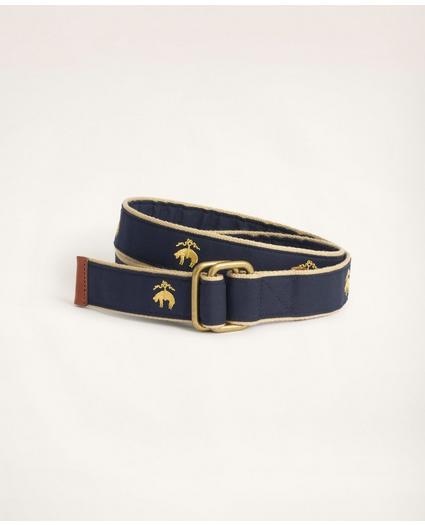 Embroidered Leather Tab D-Ring Belt
