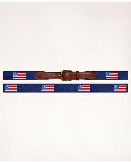 Smathers & Branson Leather Needlepoint American Flag Belt
