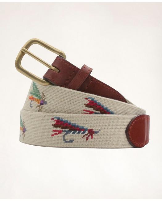 Brooks Brothers Smathers & Branson Leather Needlepoint Belt | Size 40 In Multicolor