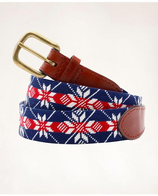 Brooks Brothers Smathers & Branson Leather Needlepoint Belt | Size 32 In Multicolor