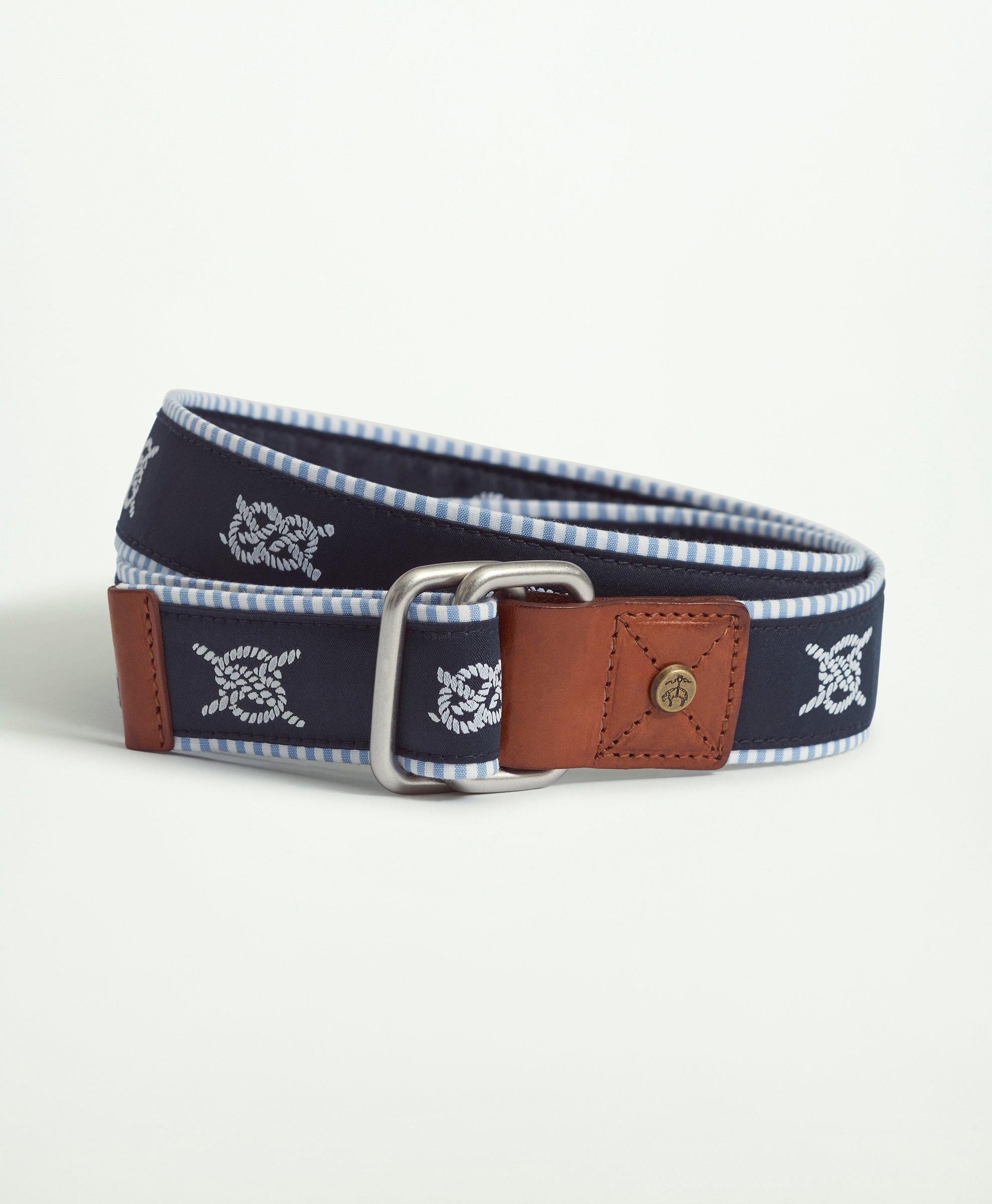 Brooks Brothers Cotton D-ring Nautical Knot Belt | Navy | Size Xs