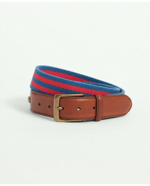 Brooks Brothers Webbed Cotton Striped Belt | Blue/red | Size 40 In Blue,red