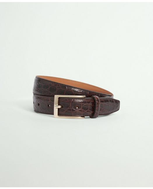 Brooks Brothers Leather Embossed Belt | Brown | Size 38