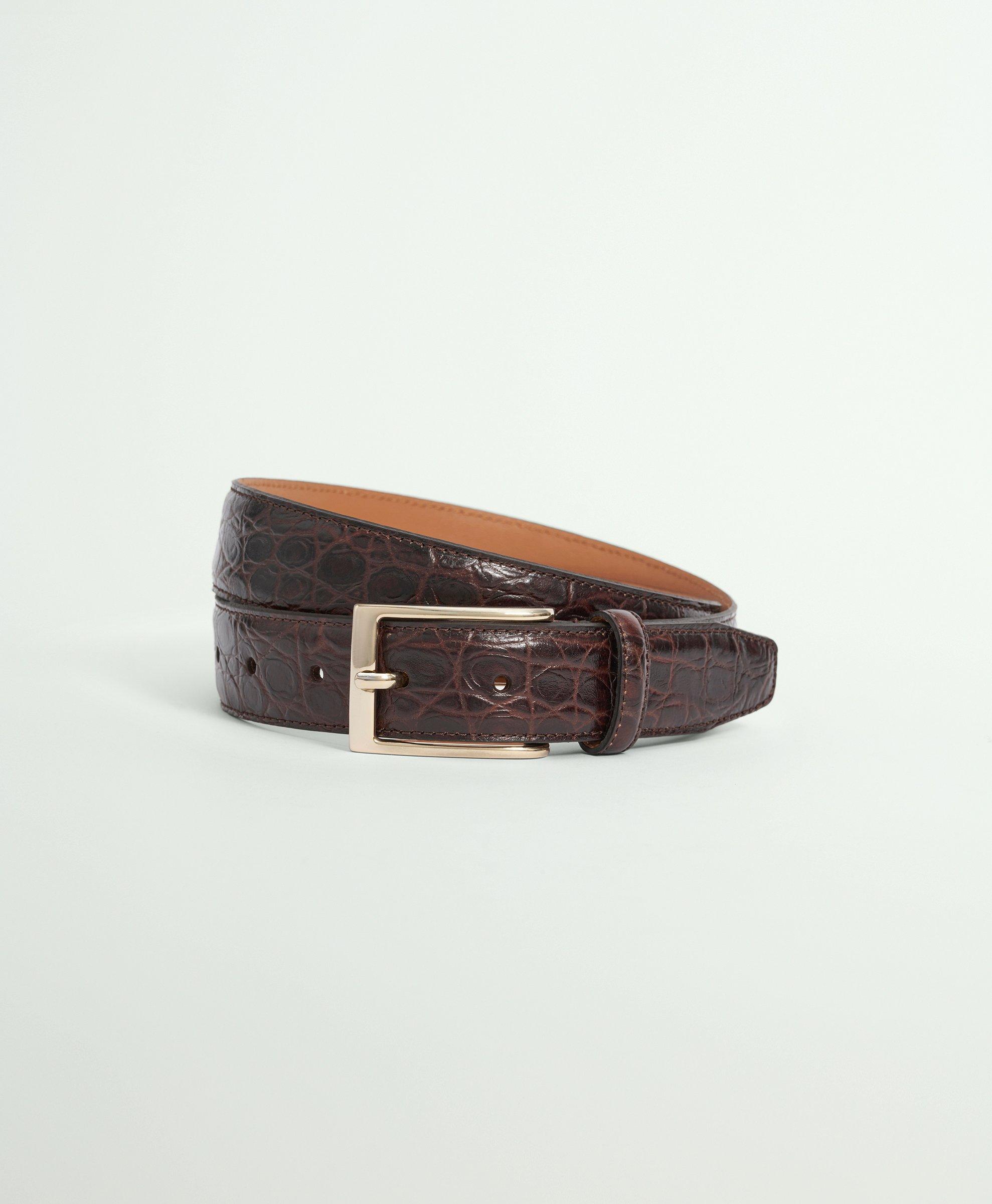 Brooks Brothers Leather Embossed Belt | Brown | Size 40