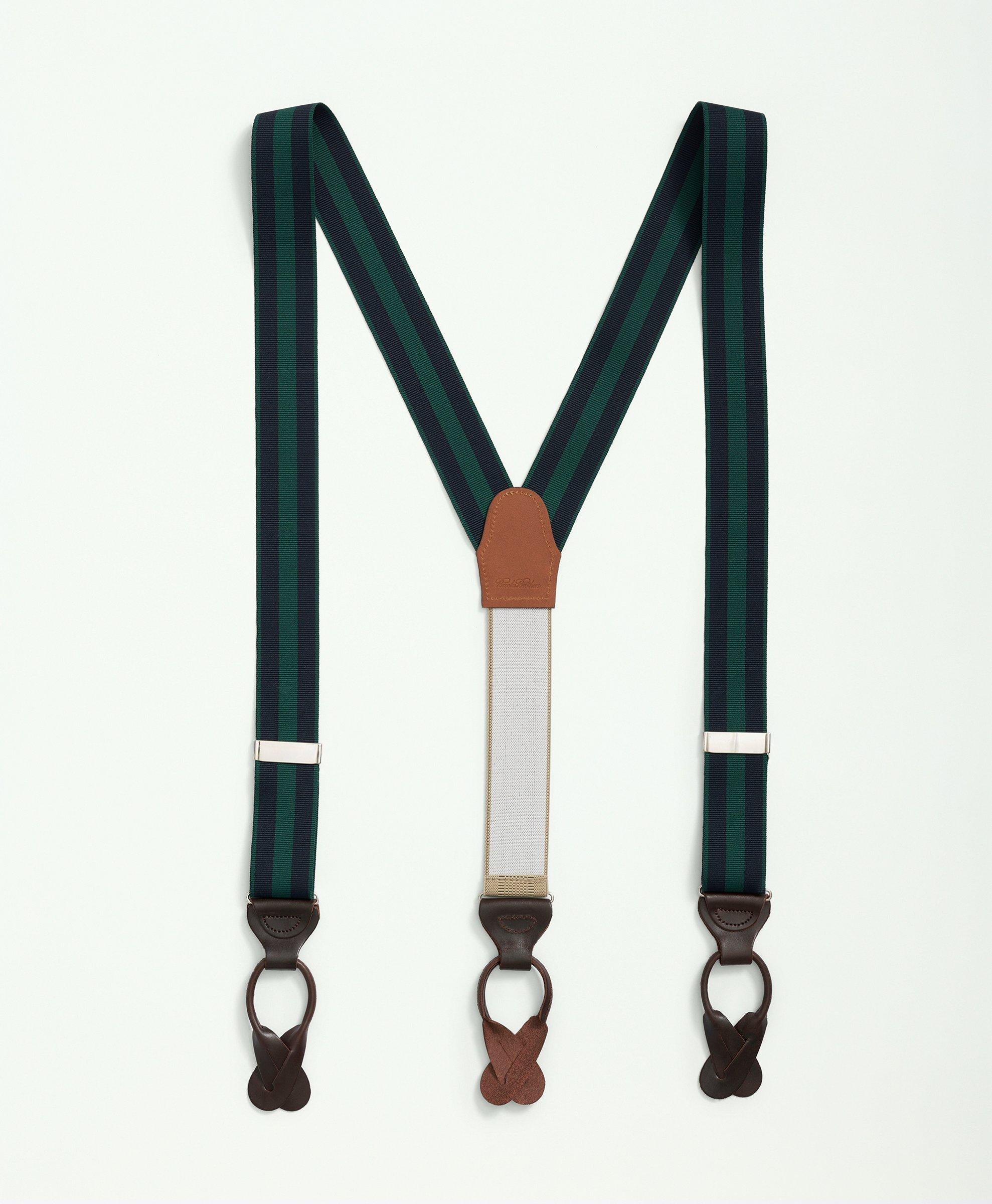 Brooks Brothers Striped Suspenders Shoes In Green,navy