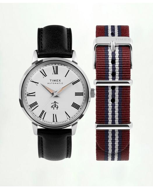Brooks Brothers X Timex Marlin Automatic, Silver-tone Shoes | Silver/tone In Burgundy