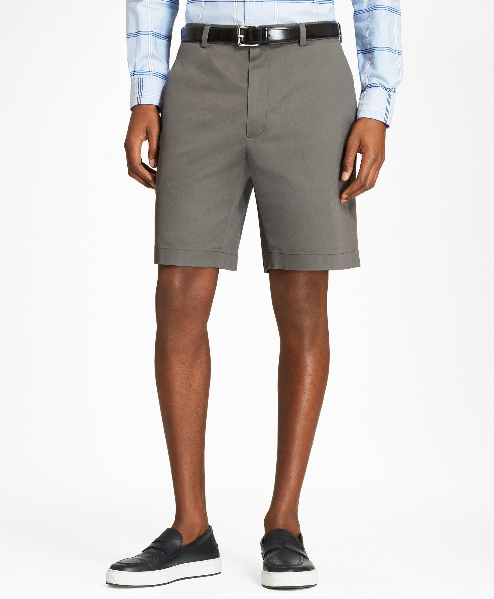 Brooks Brothers 9" Flat Front Stretch Advantage Chino Shorts In Grey
