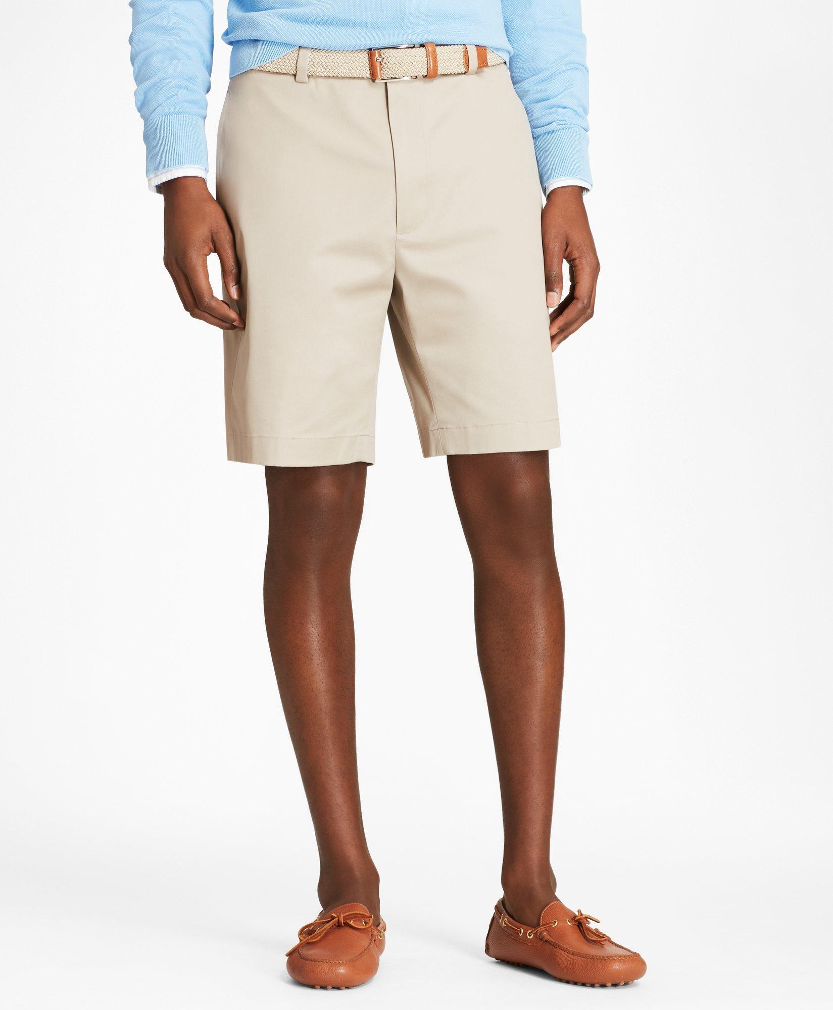 Brooks Brothers 9" Flat Front Stretch Advantage Chino Shorts In Khaki