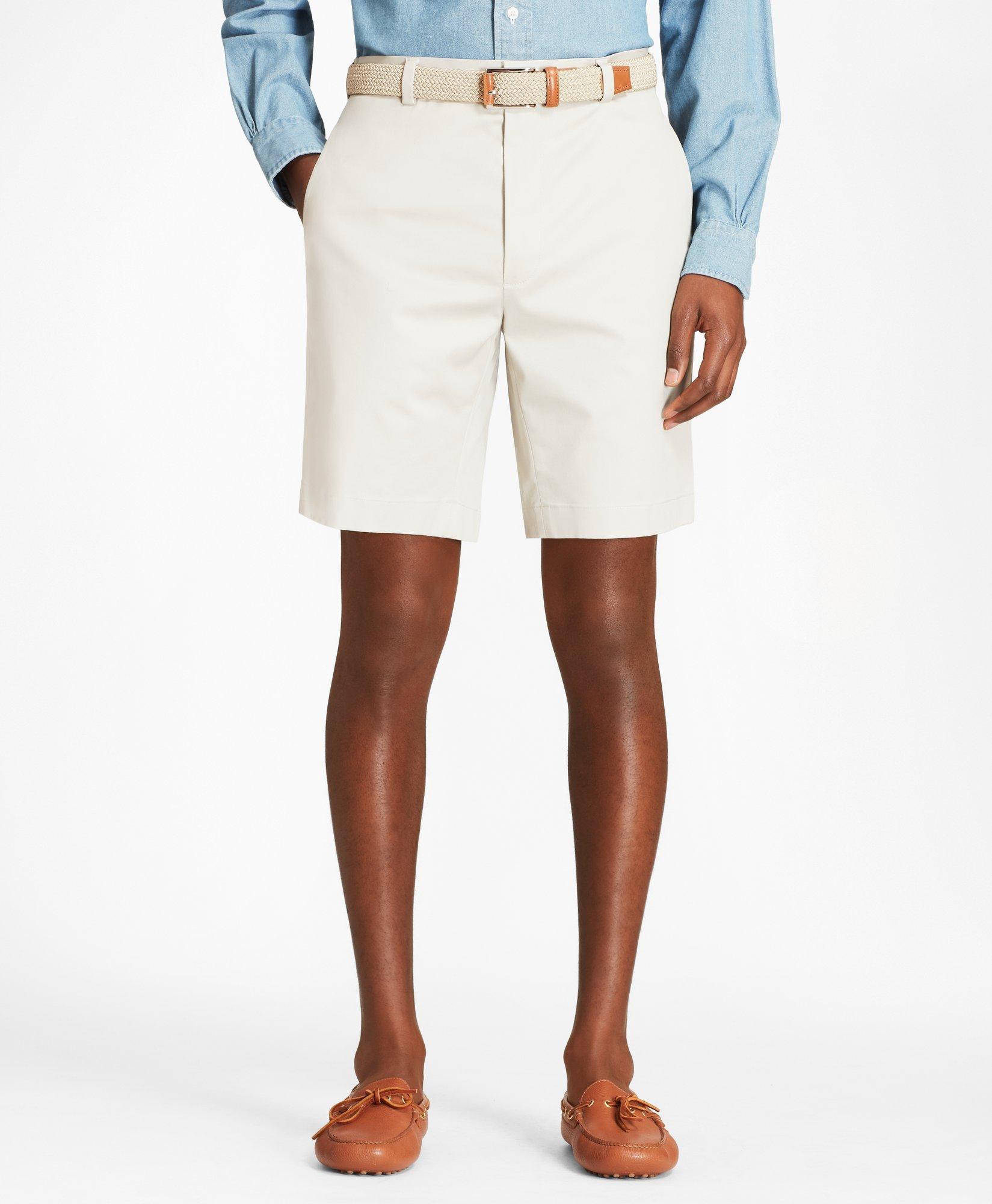 Brooks Brothers 9" Flat Front Stretch Advantage Chino Shorts | Stone | Size 32