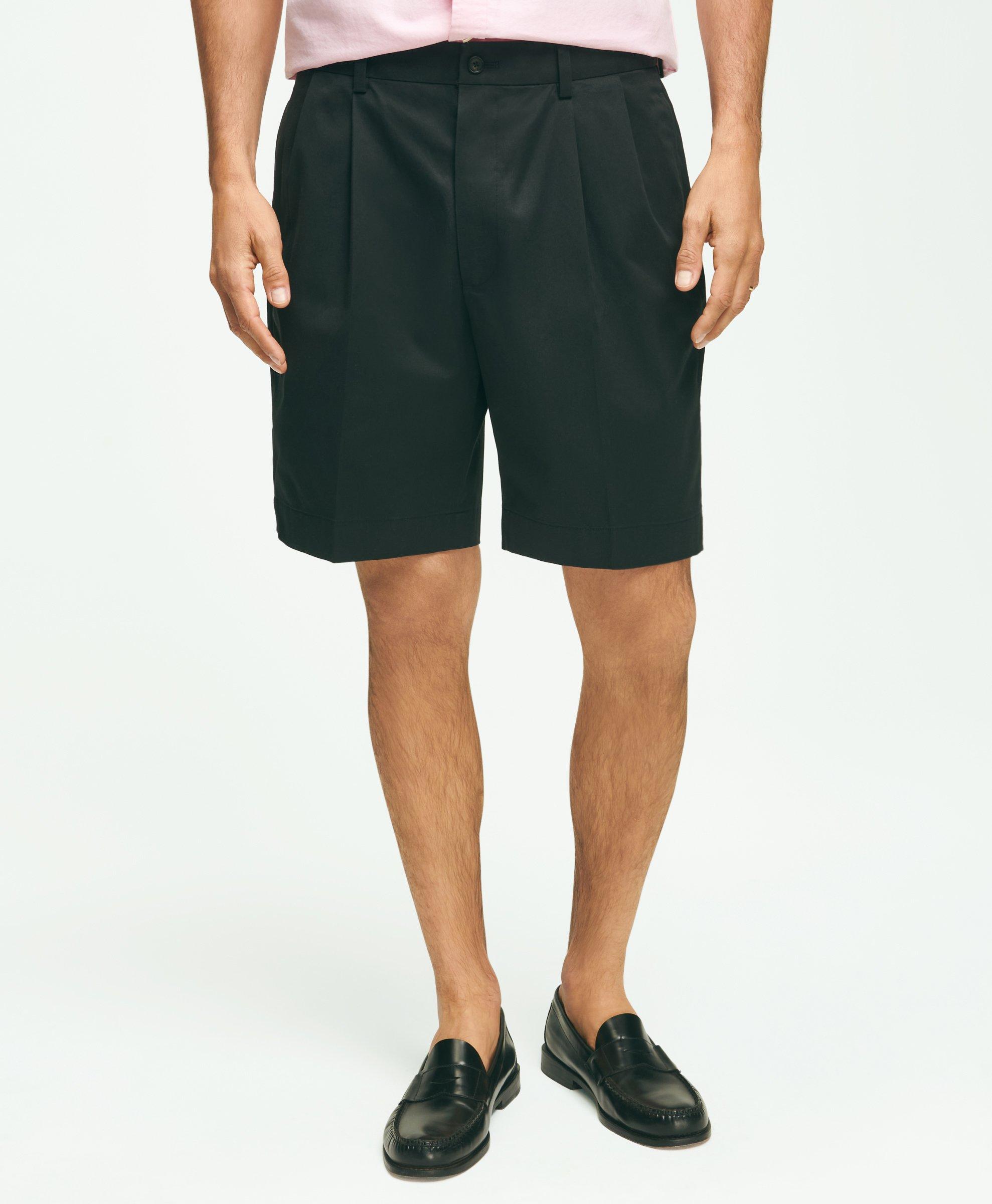 Brooks Brothers 8" Pleat Front Stretch Advantage Chino Shorts In Black