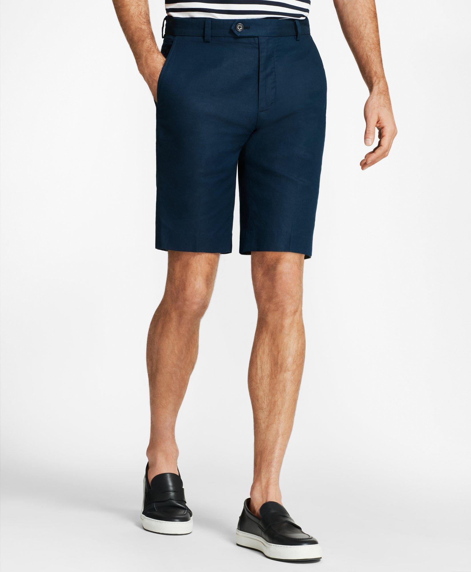 Brooks Brothers Linen And Cotton Bermuda Shorts | Navy | Size 28