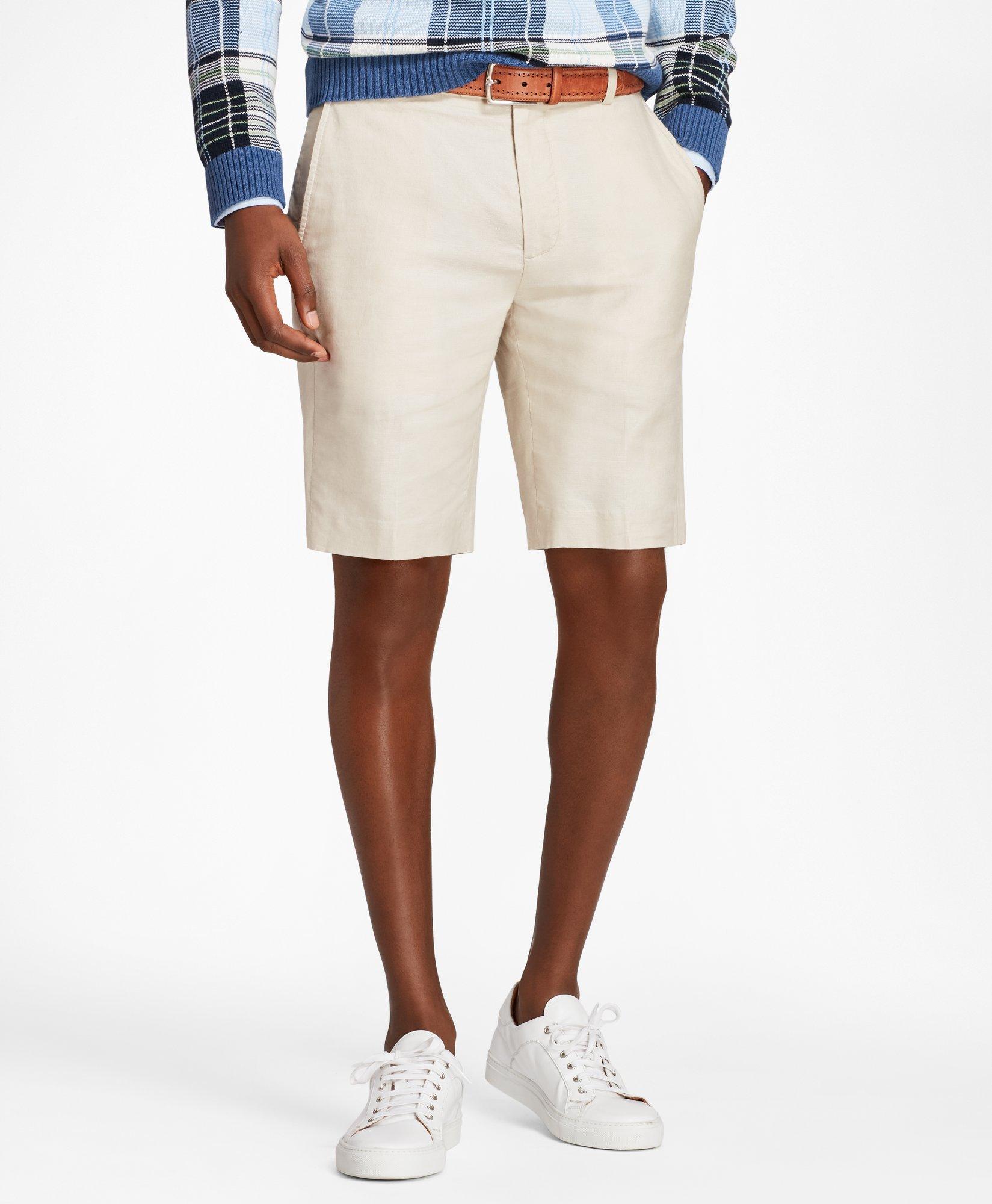 Brooks Brothers Linen And Cotton Bermuda Shorts | Oatmeal | Size 30