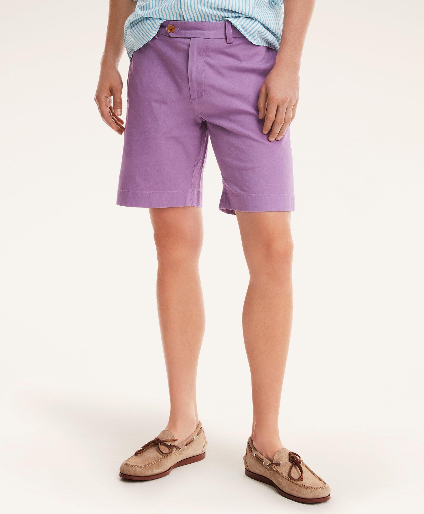 Brooks Brothers 9" Stretch Supima Cotton Poplin Shorts | Lavender | Size 28