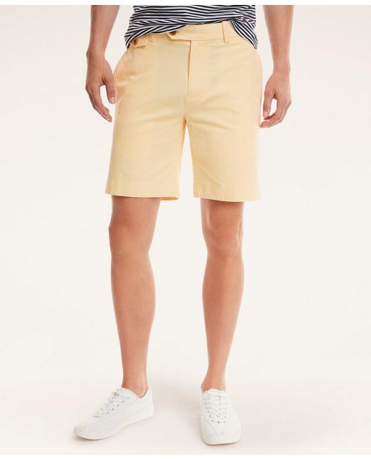Brooks Brothers 9" Stretch Supima Cotton Poplin Shorts | Yellow | Size 32