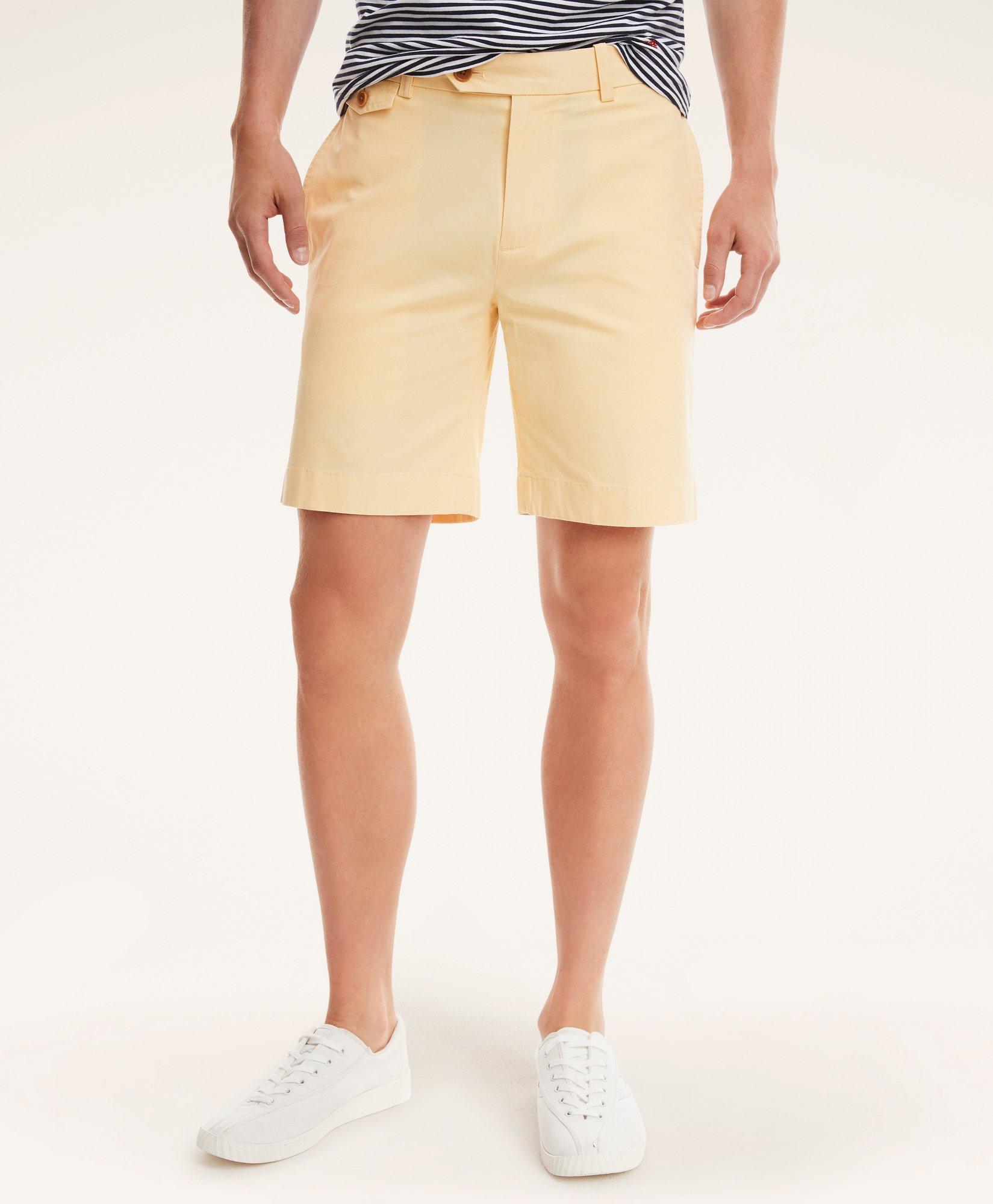 Brooks Brothers 9" Stretch Supima Cotton Poplin Shorts | Yellow | Size 32