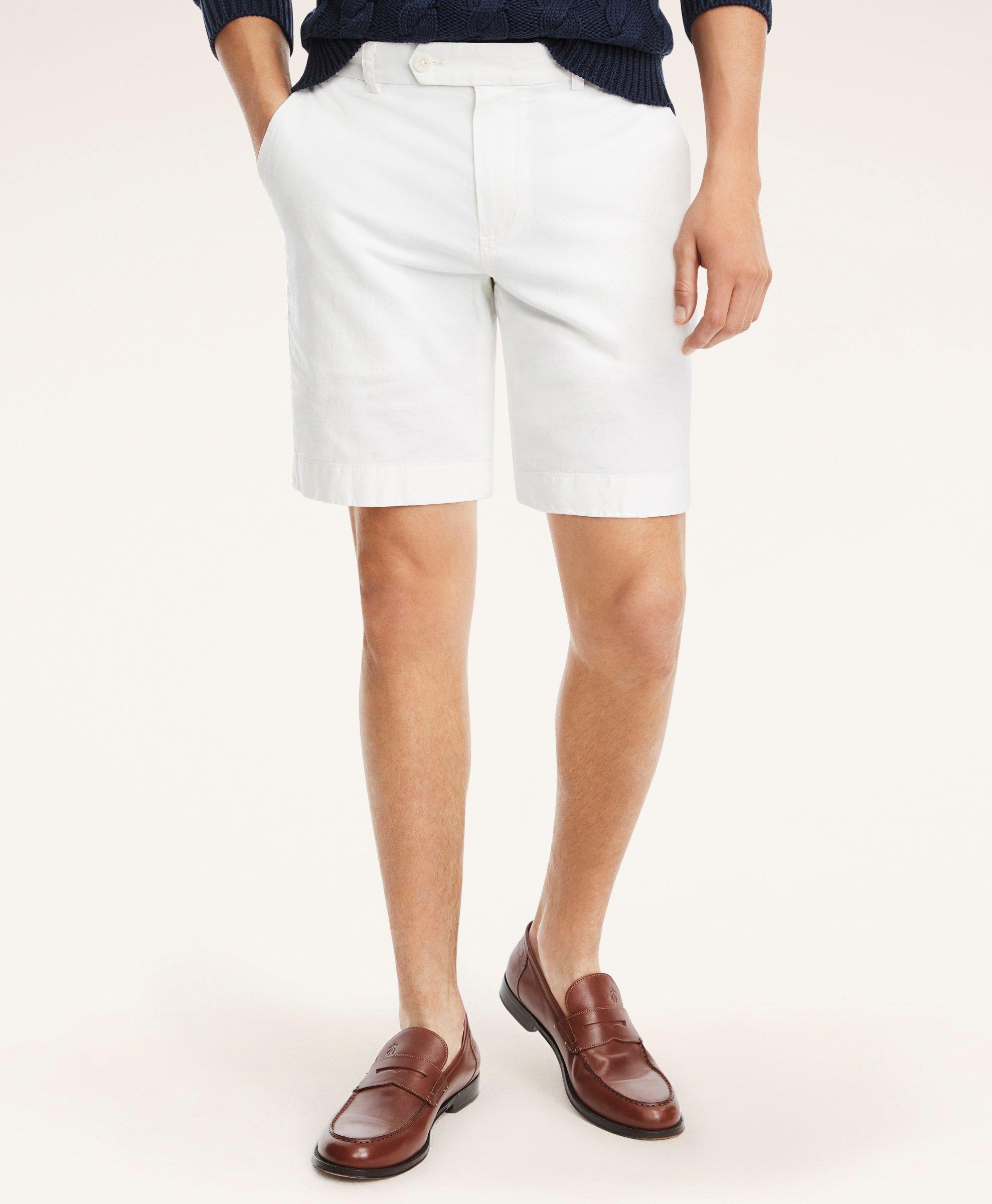 Brooks Brothers Stretch Cotton Linen Shorts | White | Size 40