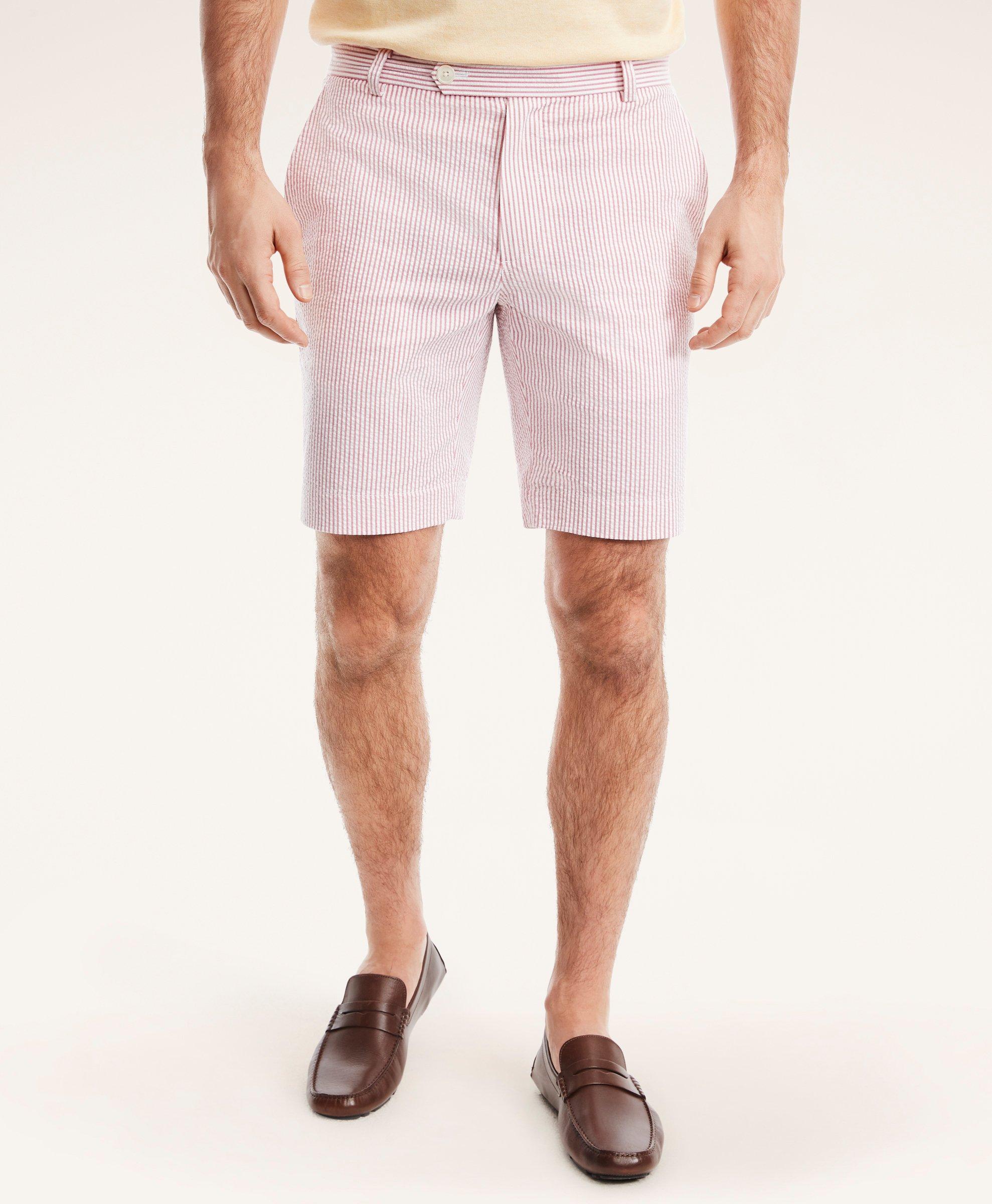 Brooks Brothers Cotton Seersucker Stripe Shorts | Red | Size 30