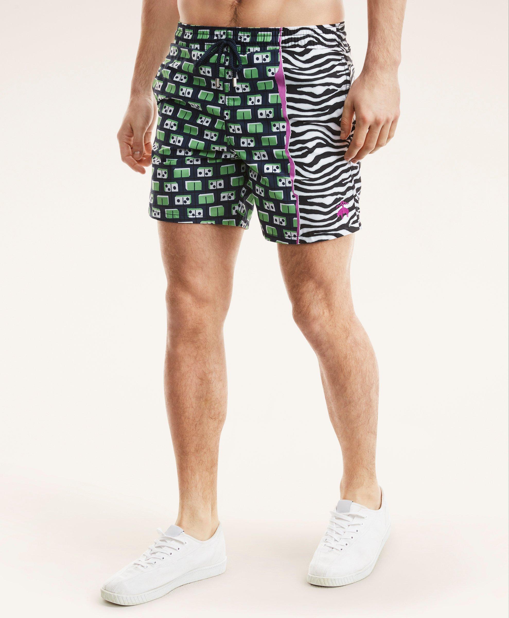 Brooks Brothers Et Vilebrequin Moorea Swim Trunks In The Dominator Print | Navy | Size Small