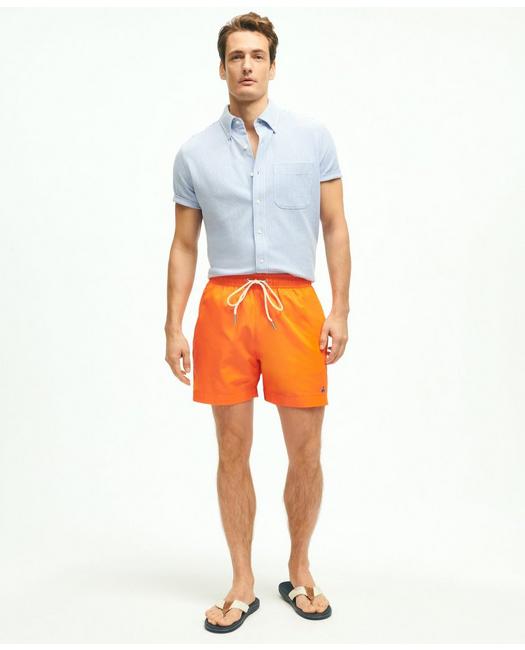Shop Brooks Brothers 5" Stretch Montauk Swim Trunks | Orange | Size Xl