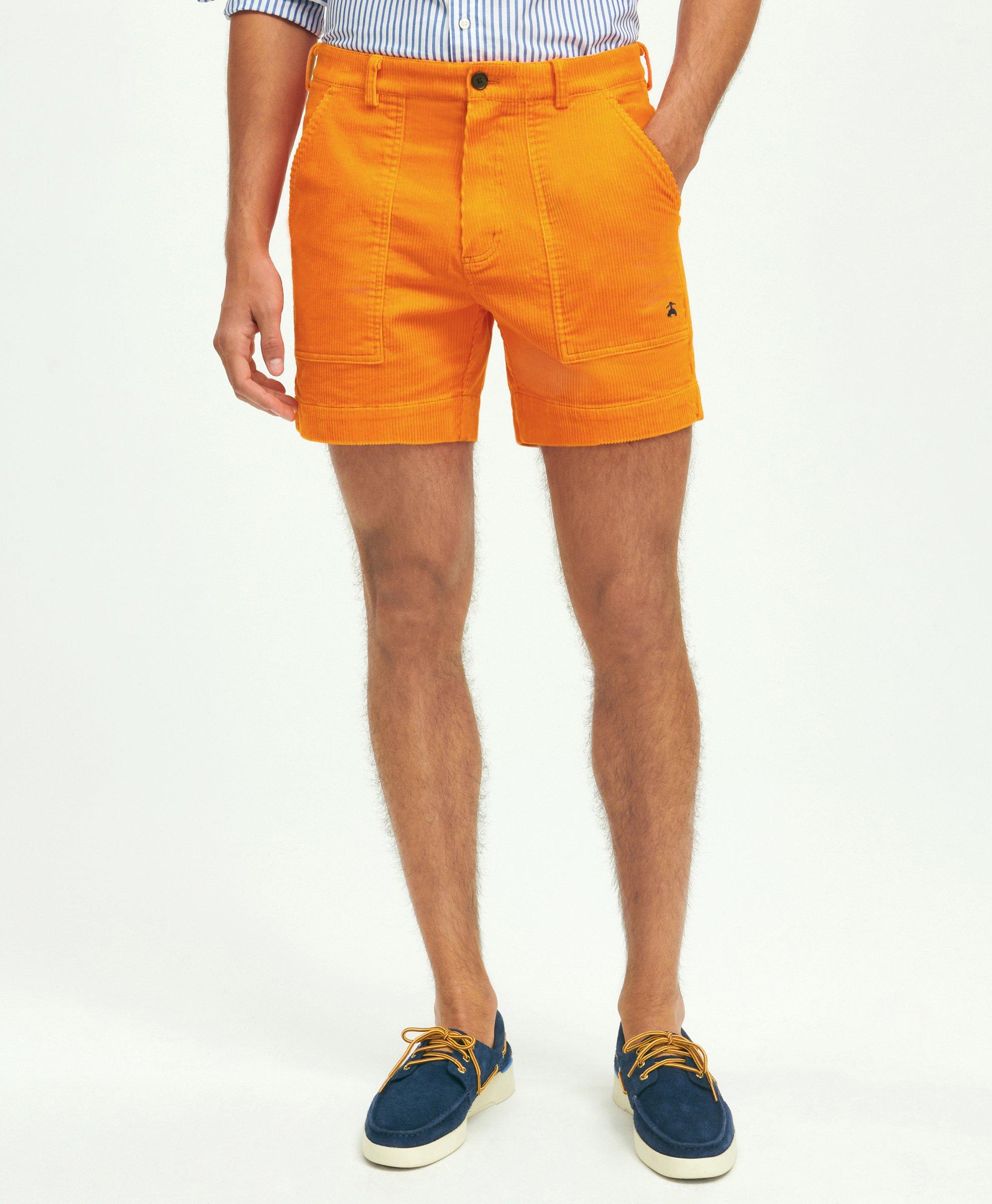 Brooks Brothers Stretch Cotton Wide-wale Corduroy Shorts Pants | Orange | Size 40