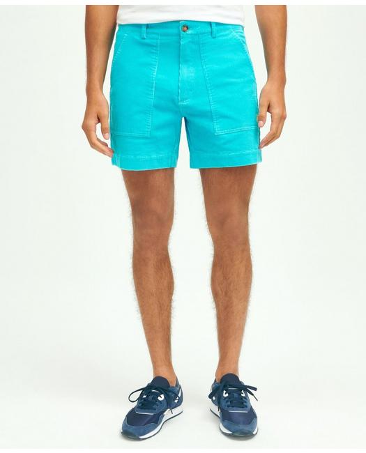 Shop Brooks Brothers Stretch Cotton Wide-wale Corduroy Shorts Pants | Turquoise | Size 40