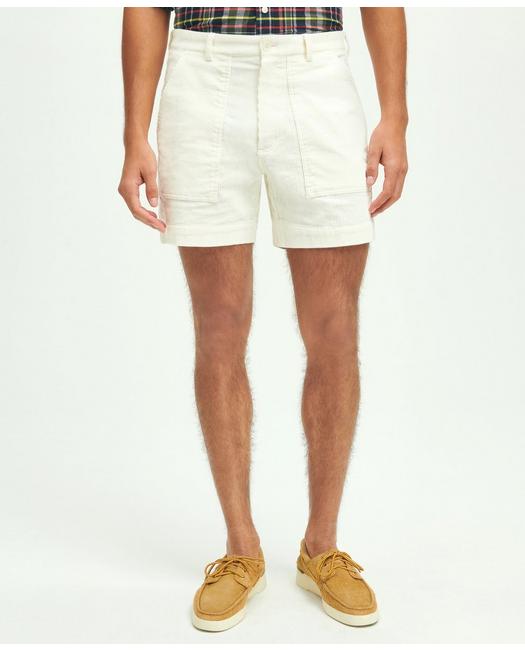 Brooks Brothers Stretch Cotton Wide-wale Corduroy Shorts Pants | White | Size 40