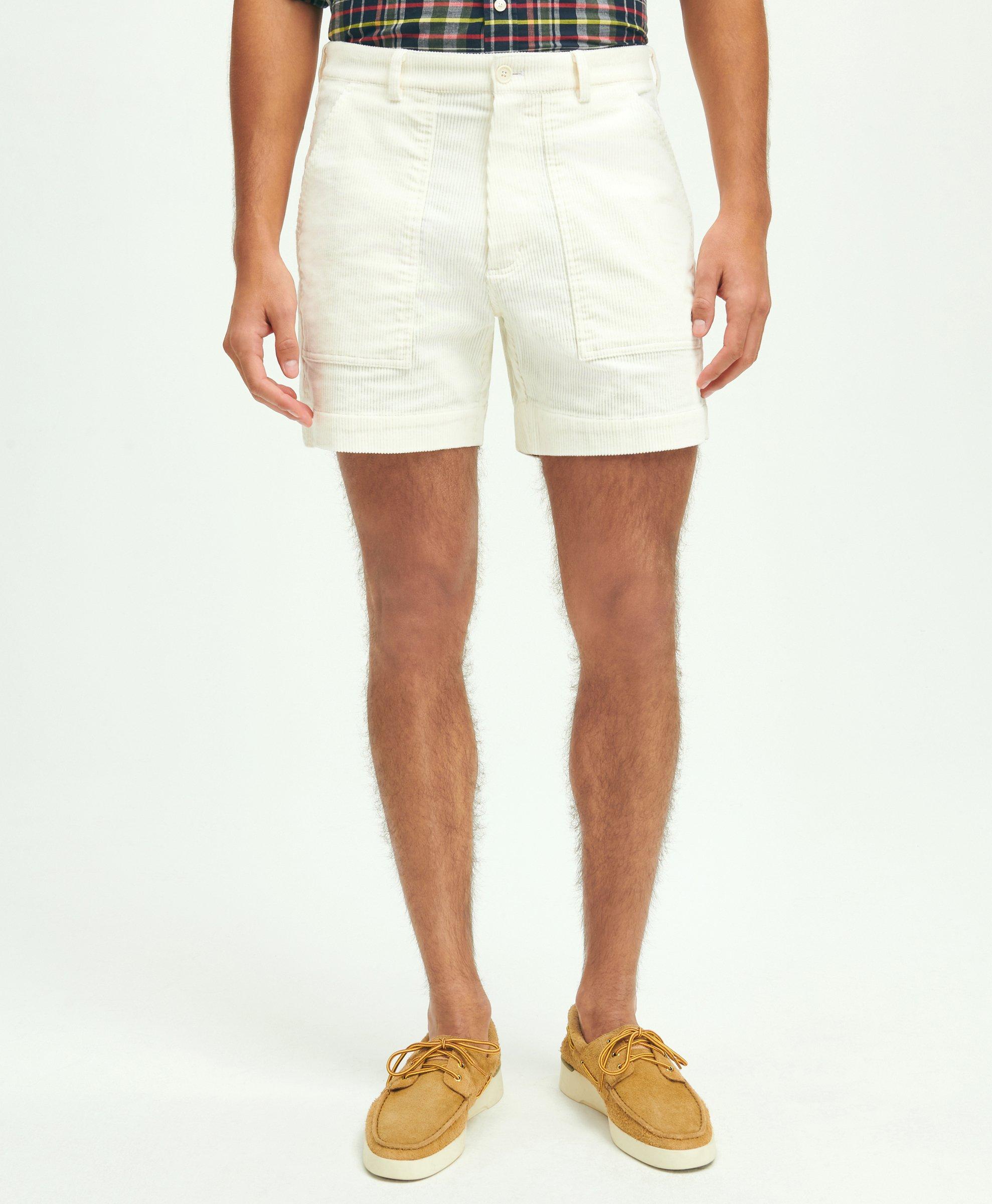 Brooks Brothers Stretch Cotton Wide-wale Corduroy Shorts Pants | White | Size 40