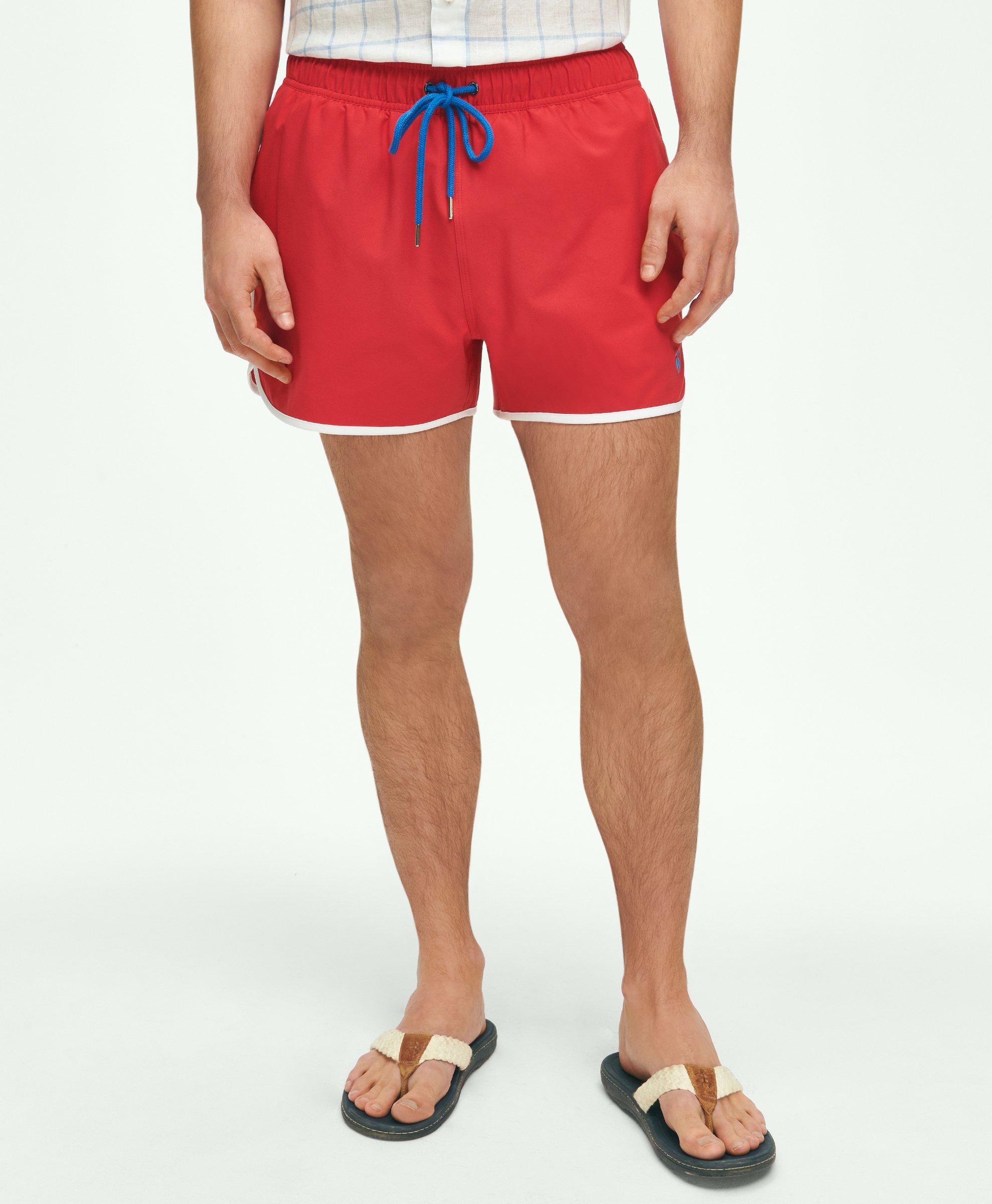 Brooks Brothers 5" Stretch Montauk Solid Swim Trunks | Bright Red | Size 2xl