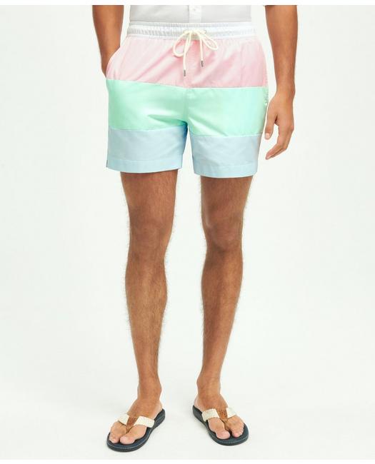 Shop Brooks Brothers 5" Stretch Montauk Pastel Swim Trunks | Size Xl In Multicolor