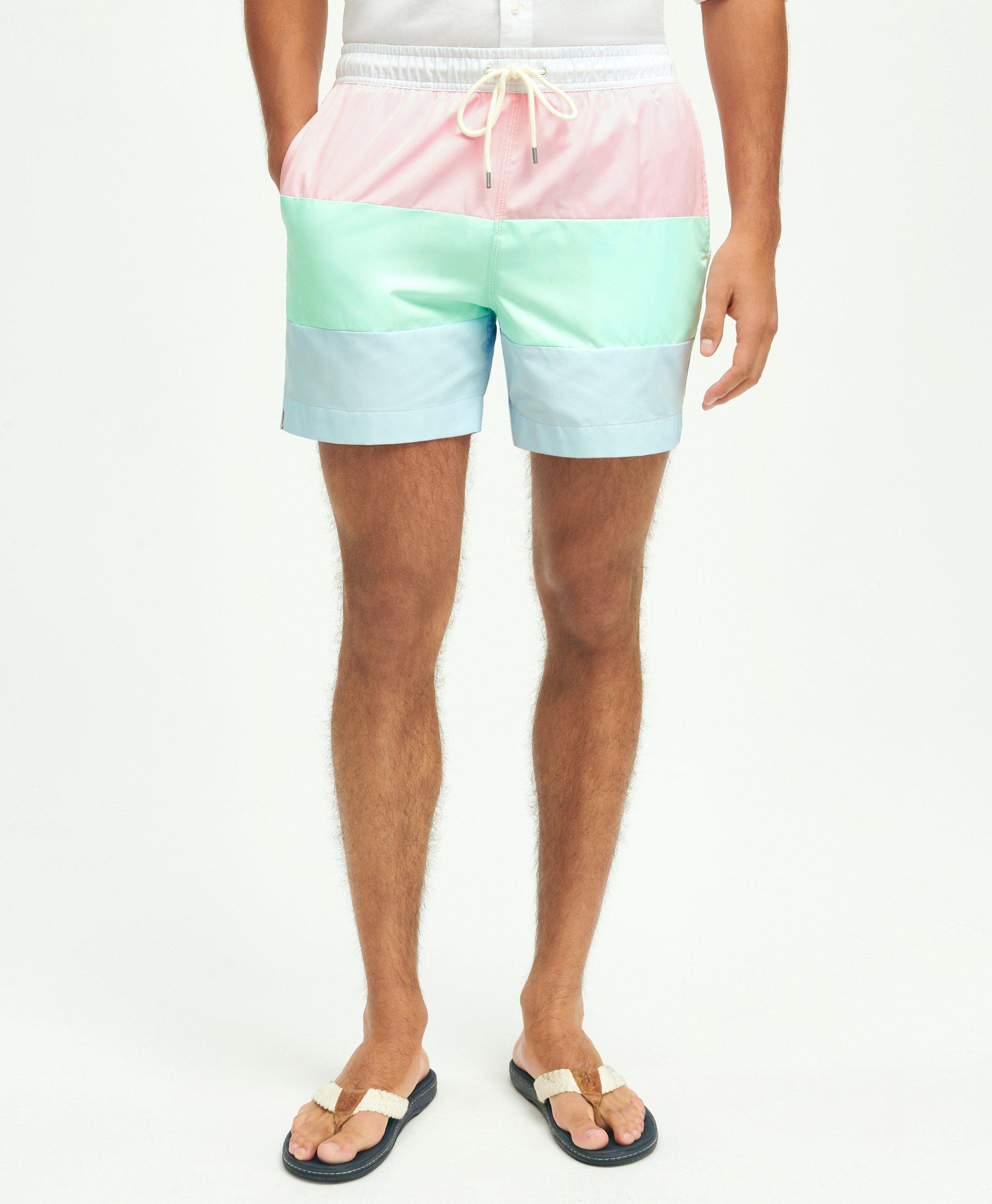 Shop Brooks Brothers 5" Stretch Montauk Pastel Swim Trunks | Size Xl In Multicolor