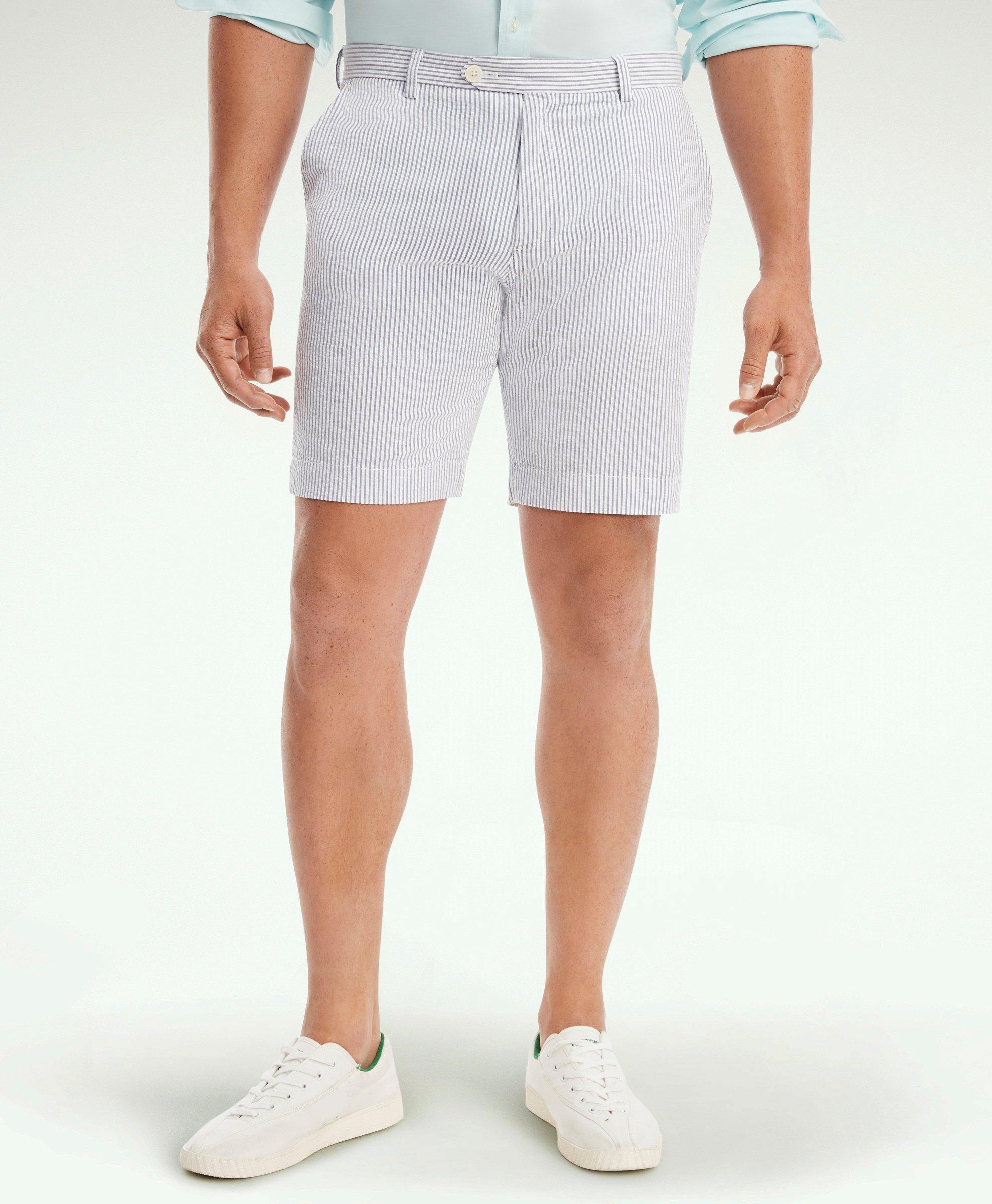 Brooks Brothers Big & Tall Stretch Cotton Seersucker Shorts In Blue White