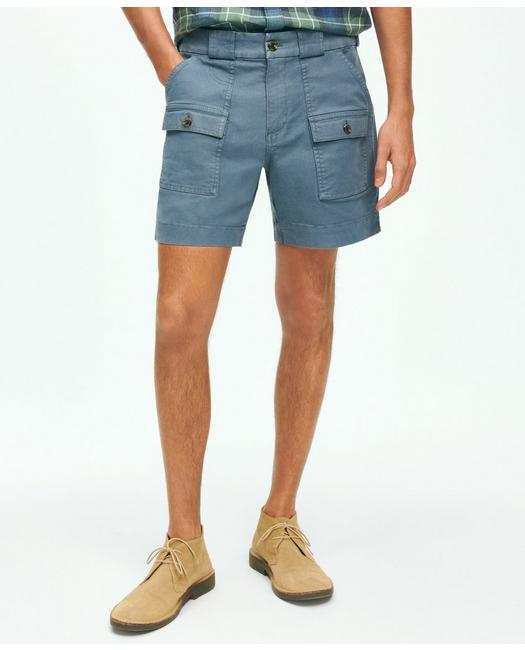 Shop Brooks Brothers 6.5" Cotton Canvas Camp Shorts | Blue | Size 33