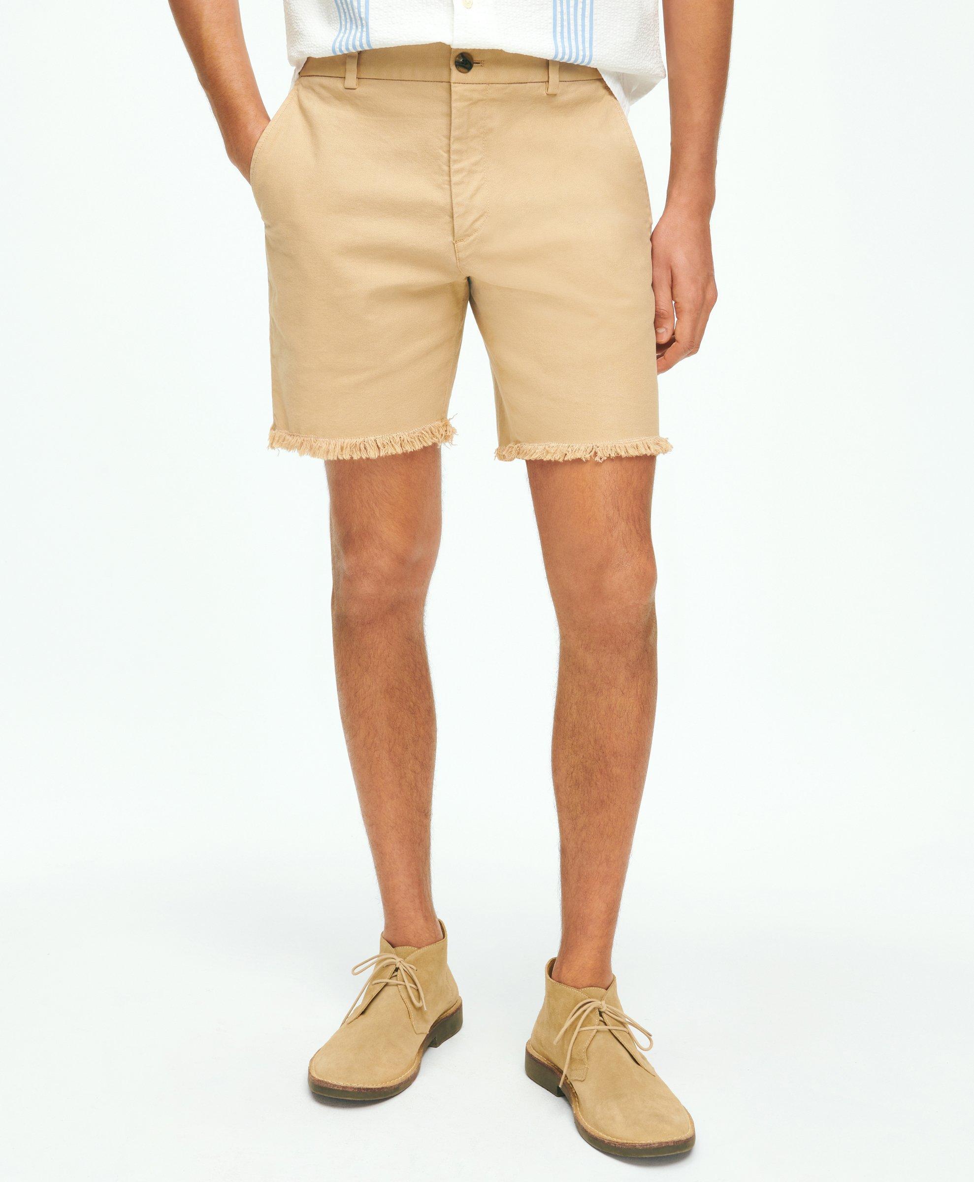 Brooks Brothers 7" Cotton Canvas Cut-off Shorts In Khaki