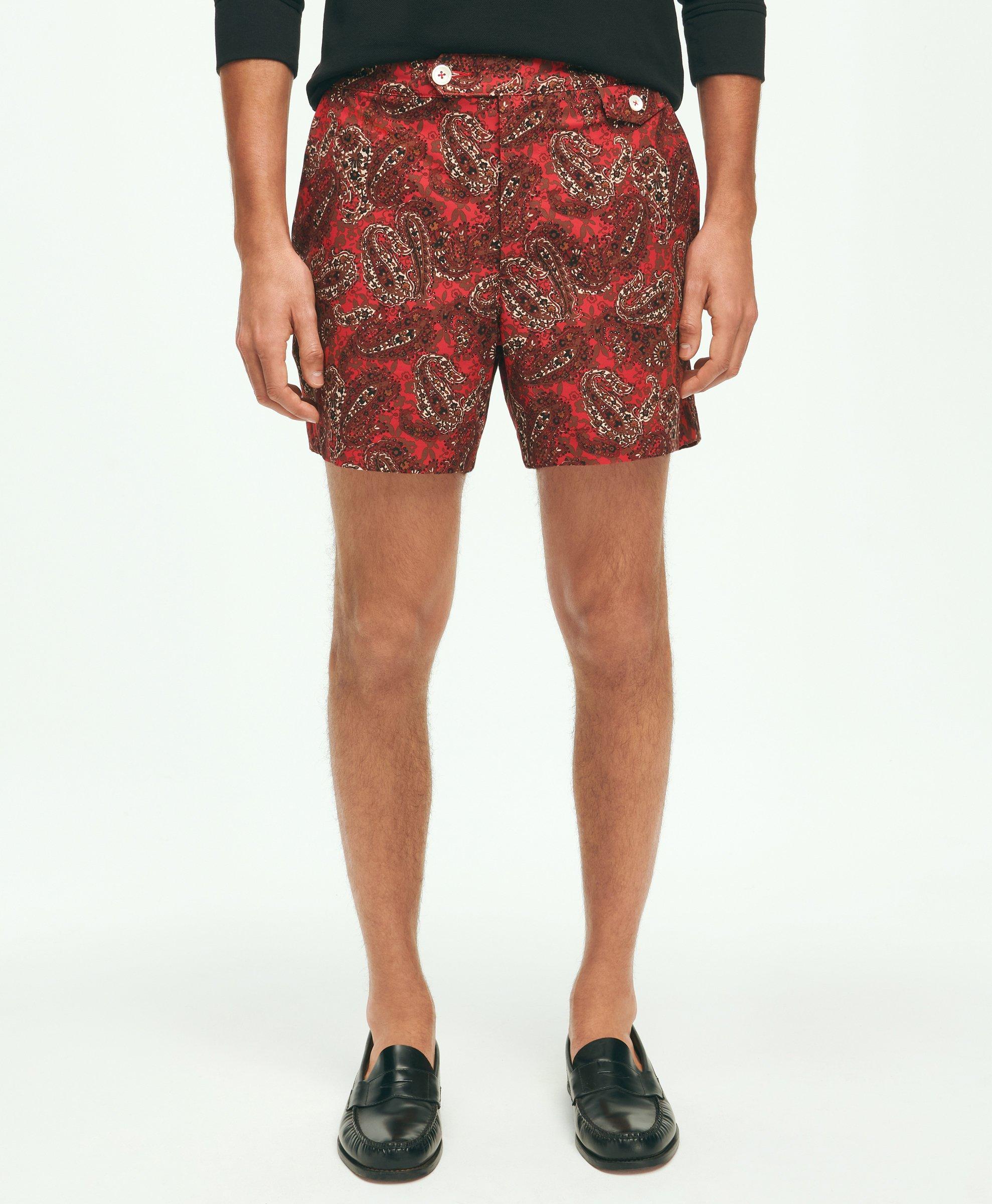 Brooks Brothers 5" Newport Printed Swim Trunks In Red