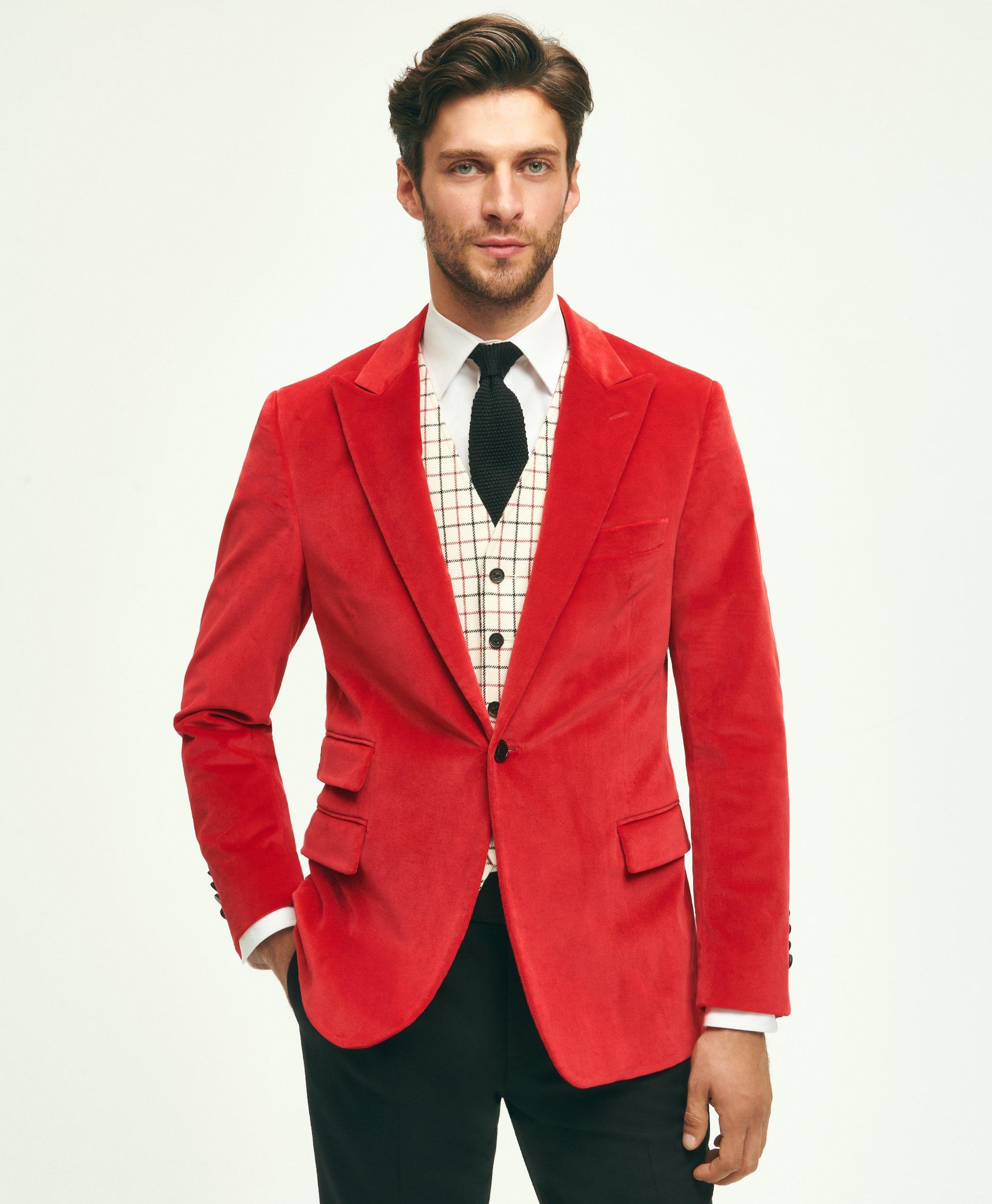 Red velvet coat discount mens