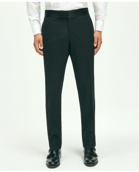 Brooks Brothers Classic Fit Wool Hopsack Tuxedo Pants | Black | Size 34 32